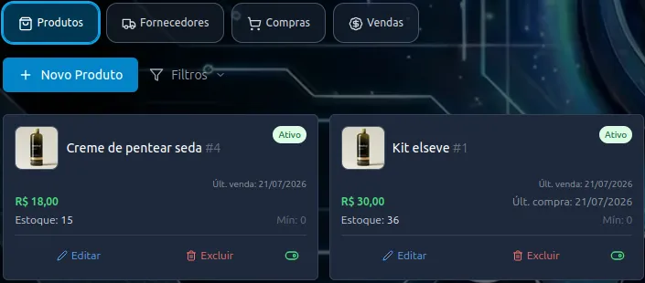 Controle de produtos e materiais