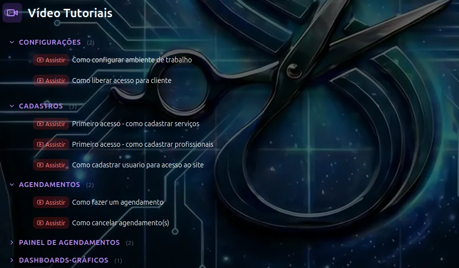 Video tutoriais do SmartSalão